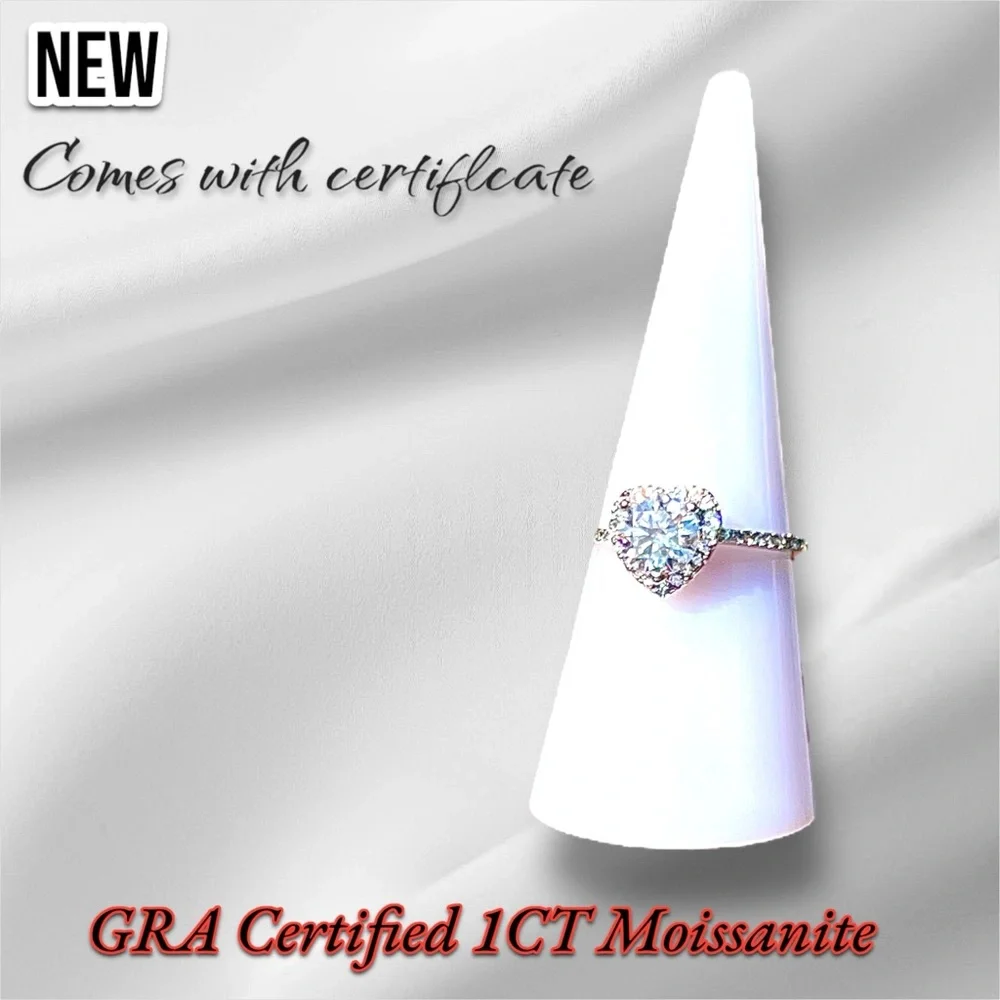 New Sterling Silver S925 GRA Certified 1CT Moissanite Adjustable Ring VVS1 - Picture 8 of 17
